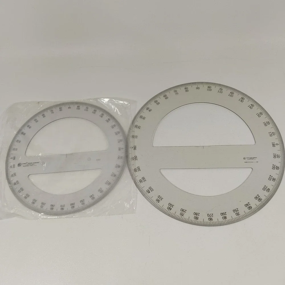 Set Of‎ 2 360 Clear Protractor Diameter Circle C-Thru Ruler Co. VTG 8